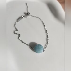 Stainless steel Larimar adjustable bracelet